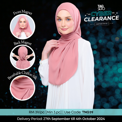 [TCC] Instant Tag n' Go Shawl l Chiffon Silk 1.0 in Deep Rose