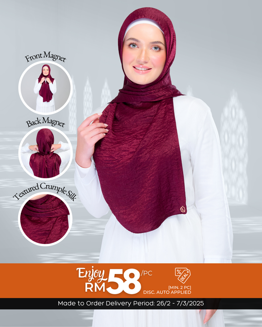 Instant Tag n' Go Shawl | Textured Silk in Deep Crimson