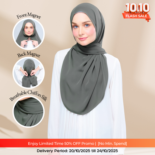 Instant Tag n' Go Shawl l Chiffon Silk 1.0 in Deep Pine