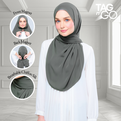 [As-Is] Instant Tag n' Go Shawl l Chiffon Silk in Deep Pine