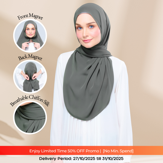 Instant Tag n' Go Shawl l Chiffon Silk 1.0 in Deep Pine