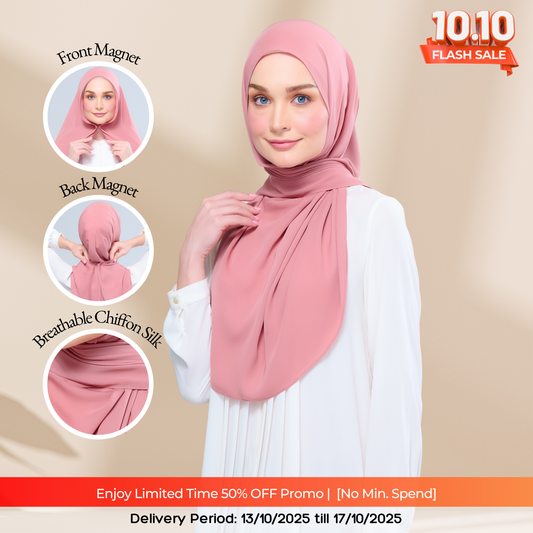 Instant Tag n' Go Shawl l Chiffon Silk 1.0 in Deep Rose