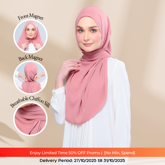 Instant Tag n' Go Shawl l Chiffon Silk 1.0 in Deep Rose
