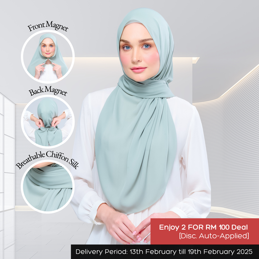 Instant Tag n' Go Shawl l Chiffon Silk 1.0 in Dusty Green