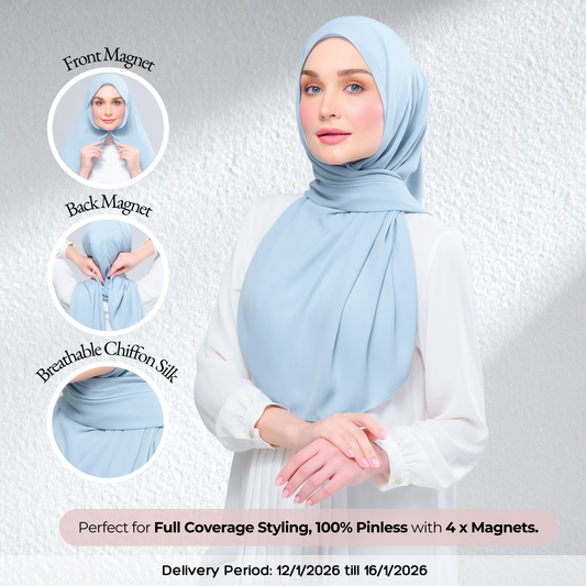 Instant Tag n' Go Shawl l Chiffon Silk 1.0 in Dusty Blue