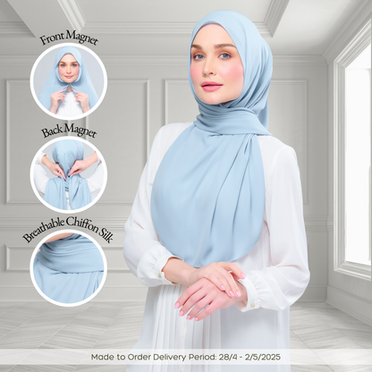 [As-Is] Instant Tag n' Go Shawl l Chiffon Silk in Dusty Blue