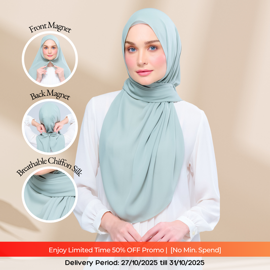 Instant Tag n' Go Shawl l Chiffon Silk 1.0 in Dusty Green