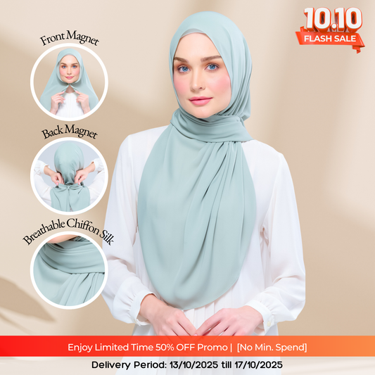 Instant Tag n' Go Shawl l Chiffon Silk 1.0 in Dusty Green