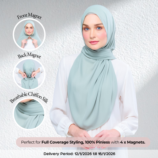 Instant Tag n' Go Shawl l Chiffon Silk 1.0 in Dusty Green