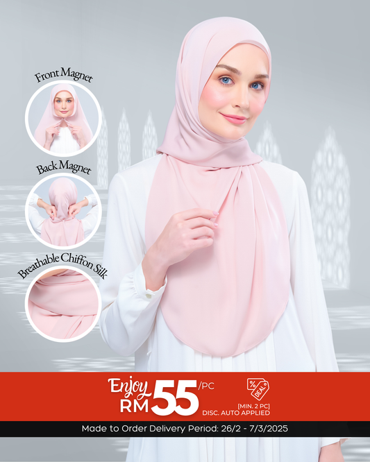 Instant Tag n' Go Shawl l Chiffon Silk 1.0 in Dusty Rose