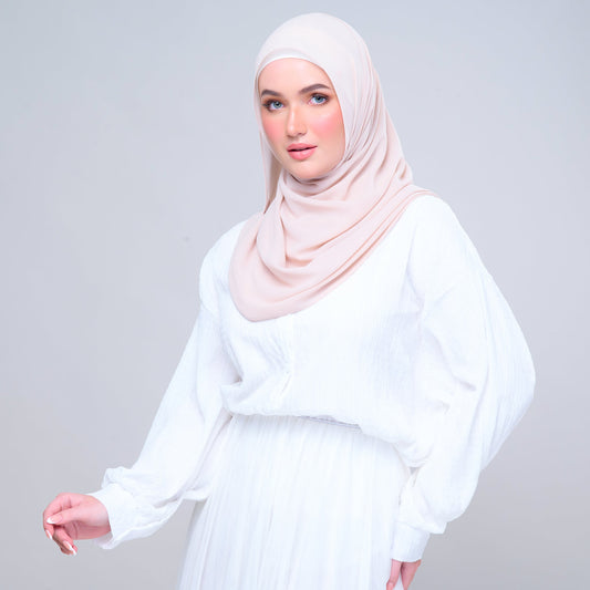 [Outlet Stocks] Basic Tag & Go | Heavy Chiffon in Nude Cream