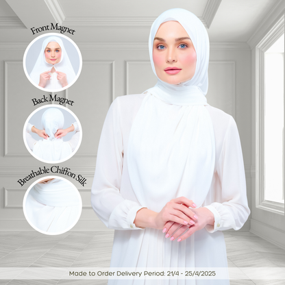 [As-Is] Instant Tag n' Go Shawl l Chiffon Silk in Ivory White