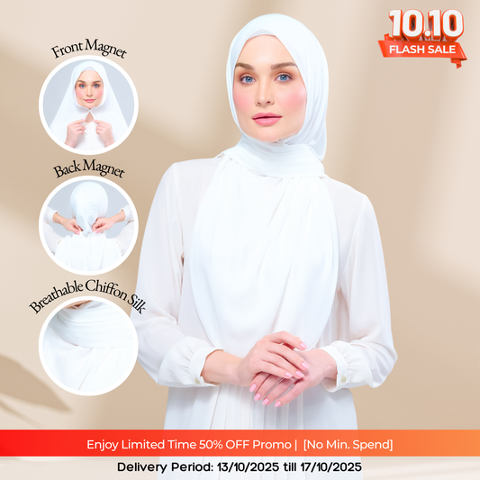 Instant Tag n' Go Shawl l Chiffon Silk 1.0 in Ivory White