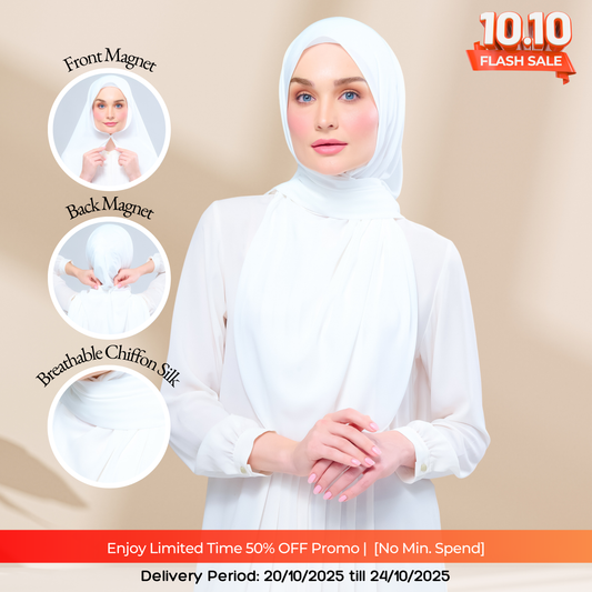 Instant Tag n' Go Shawl l Chiffon Silk 1.0 in Ivory White