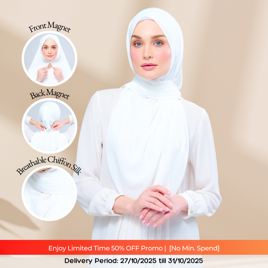 Instant Tag n' Go Shawl l Chiffon Silk 1.0 in Ivory White
