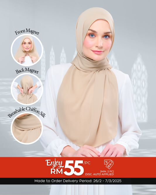 Instant Tag n' Go Shawl l Chiffon Silk 1.0 in Latte