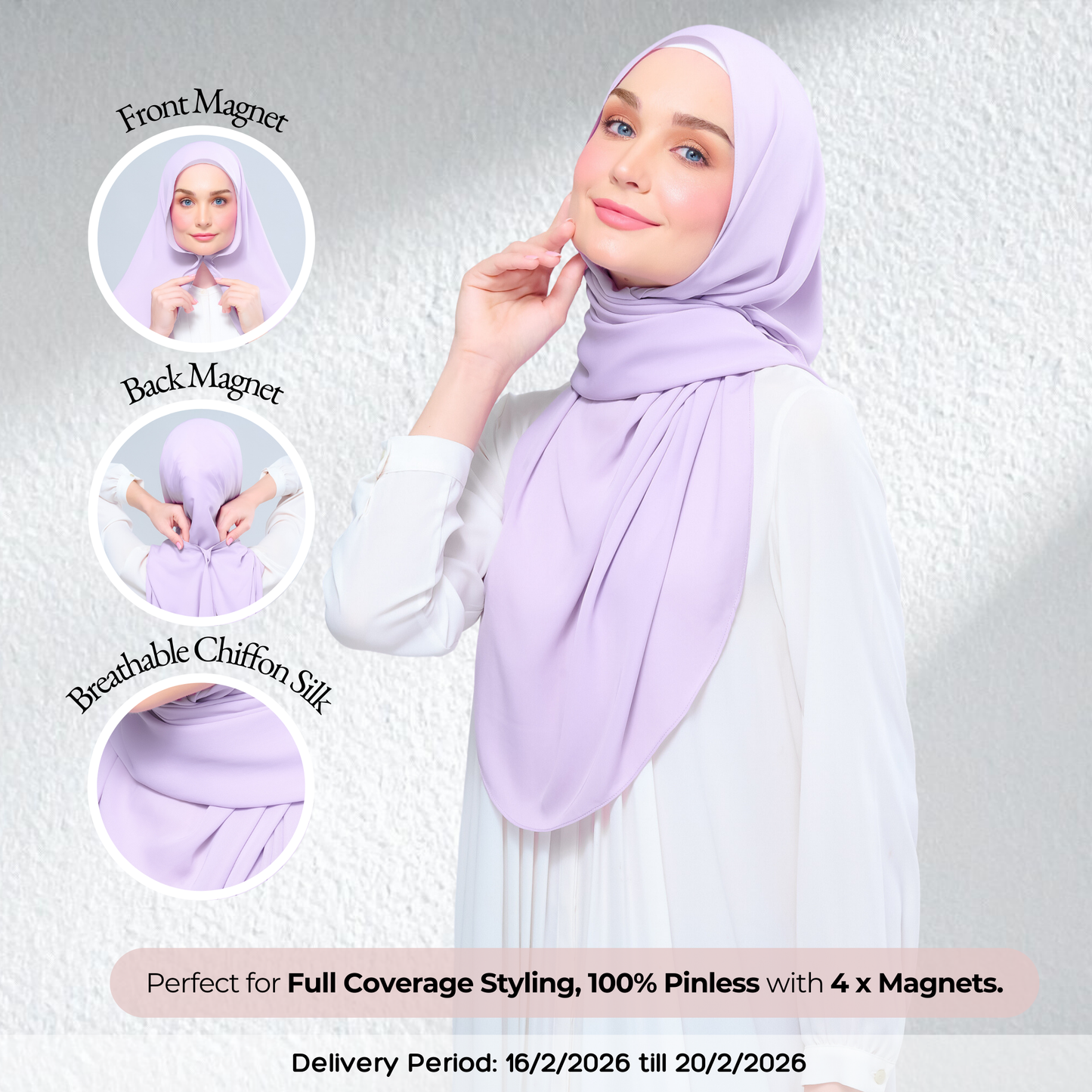 Instant Tag n' Go Shawl l Chiffon Silk 1.0 in Lilac