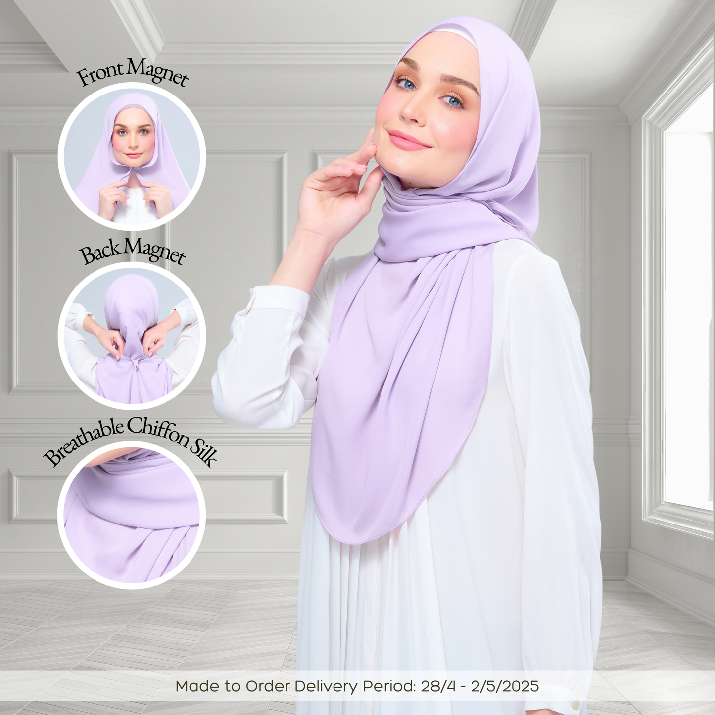 [As-Is] Instant Tag n' Go Shawl l Chiffon Silk in Lilac