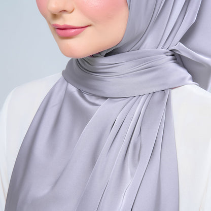 [As-Is] Instant Tag n' Go Shawl l Satin Silk in Metal Grey