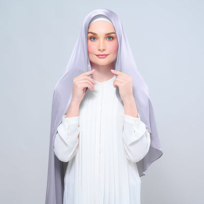 [As-Is] Instant Tag n' Go Shawl l Satin Silk in Metal Grey