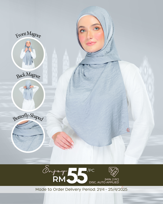 Instant Tag n' Go Shawl | Textured Silk in Metallic Grey 2.0