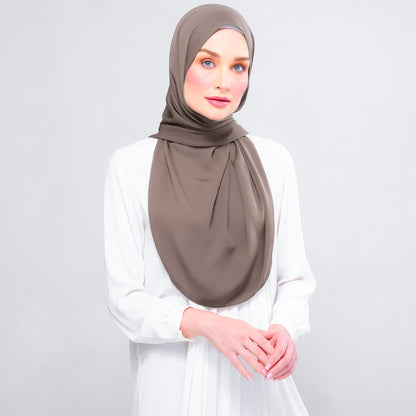 [As-Is] Instant Tag n' Go Shawl l Chiffon Silk in Mocha Taupe