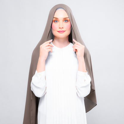 [As-Is] Instant Tag n' Go Shawl l Chiffon Silk in Mocha Taupe