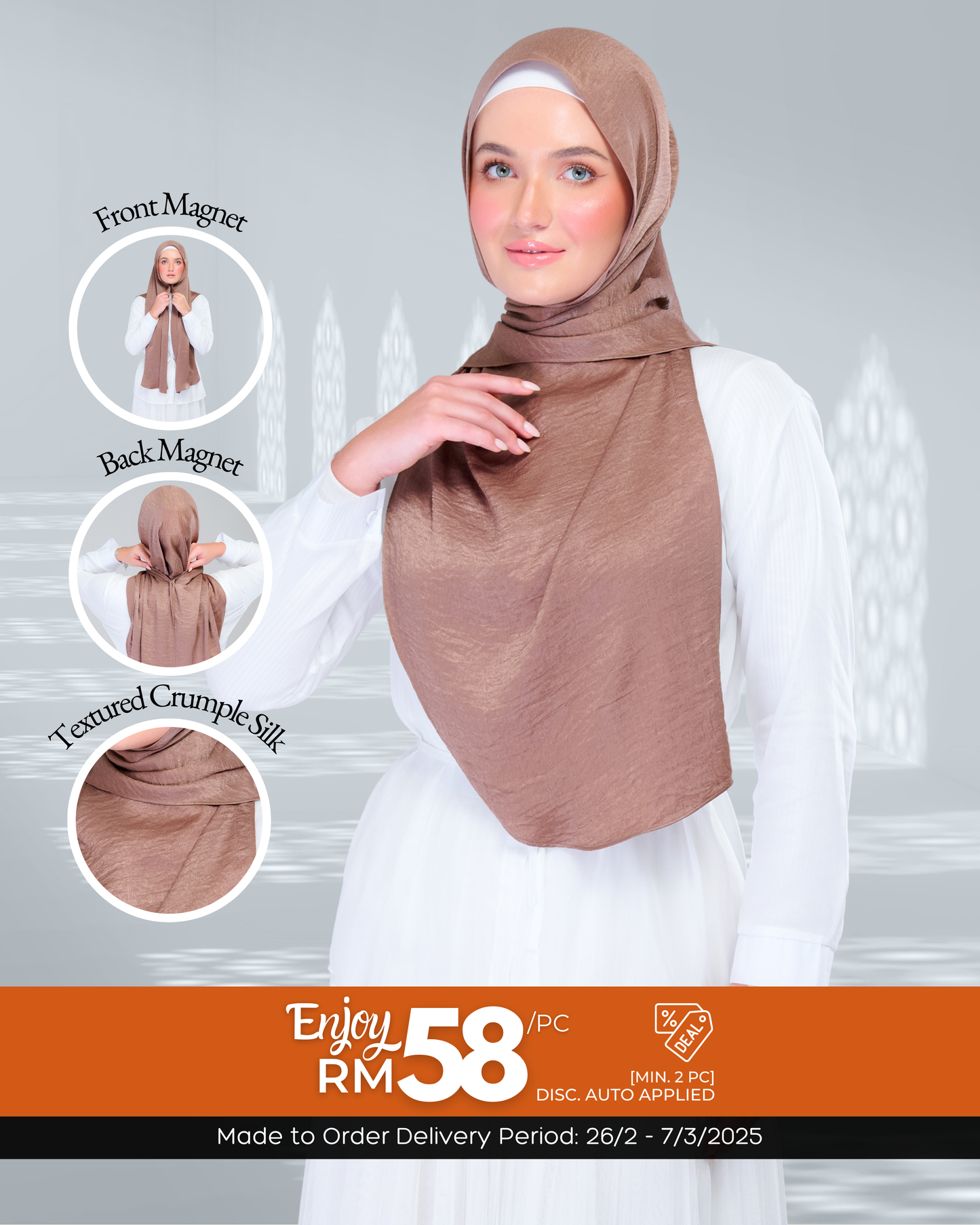 Instant Tag n' Go Shawl | Textured Silk in Mocha