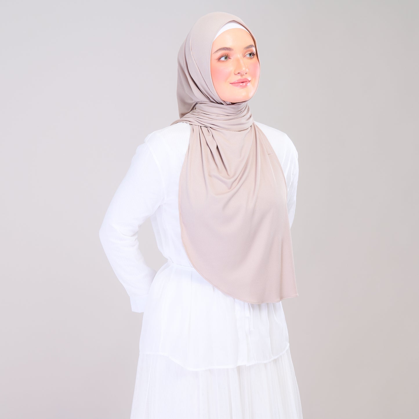 Instant Tag n' Go Shawl | Ribbed Jersey in Natural Sand