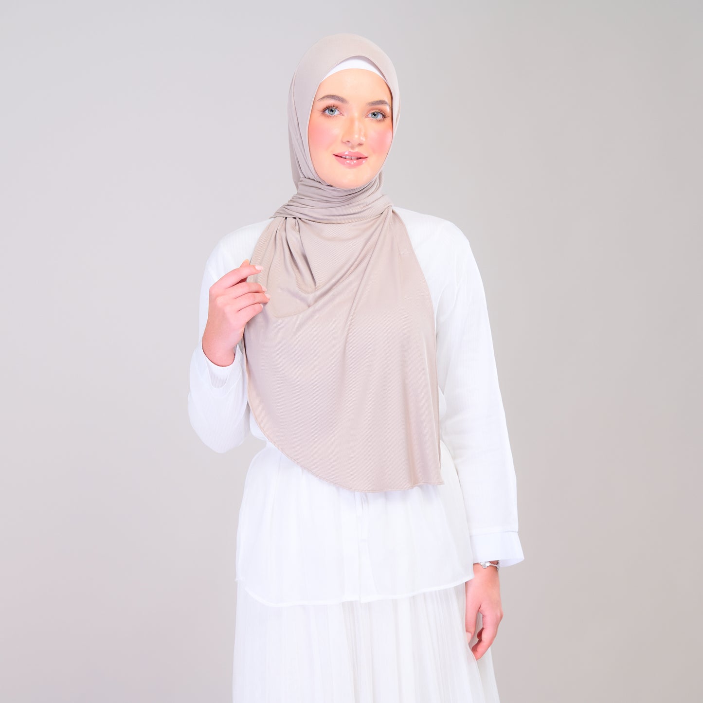 Instant Tag n' Go Shawl | Ribbed Jersey in Natural Sand