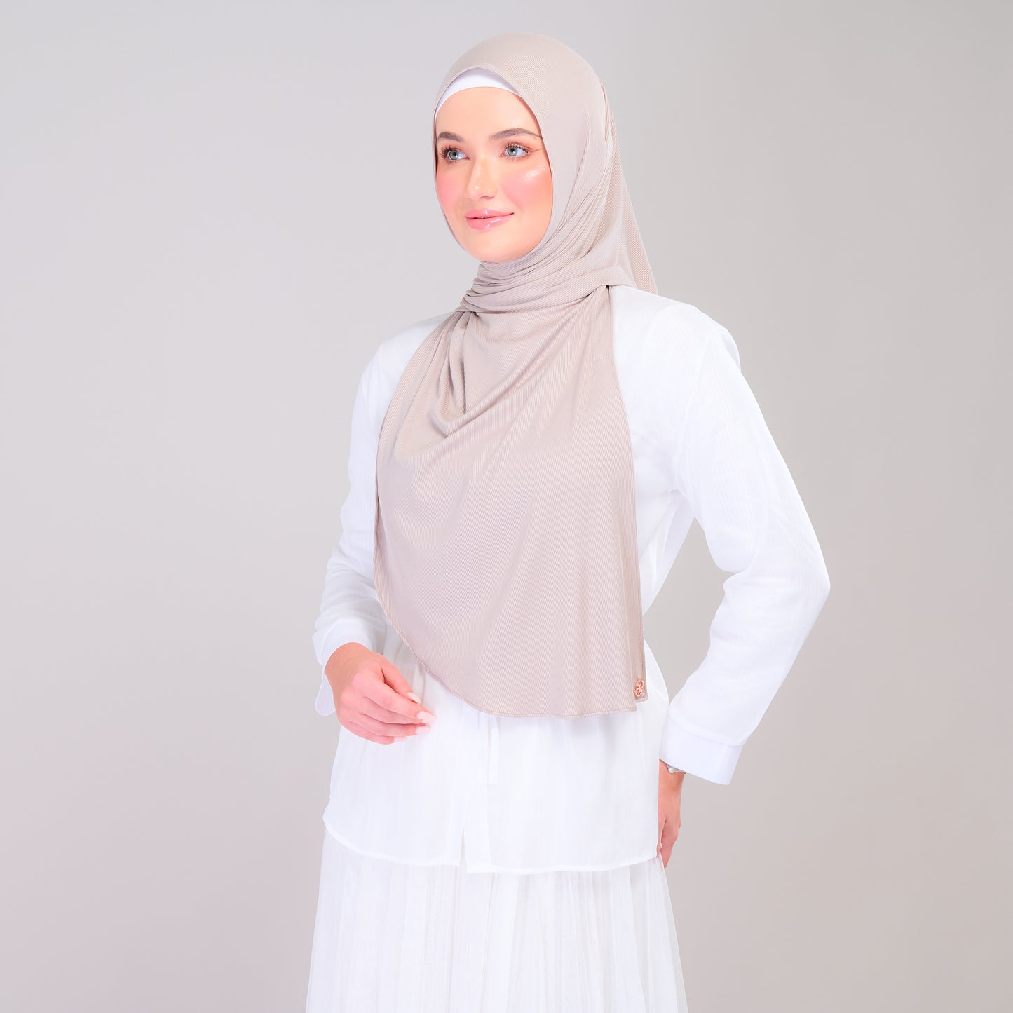 Instant Tag n' Go Shawl | Ribbed Jersey in Natural Sand