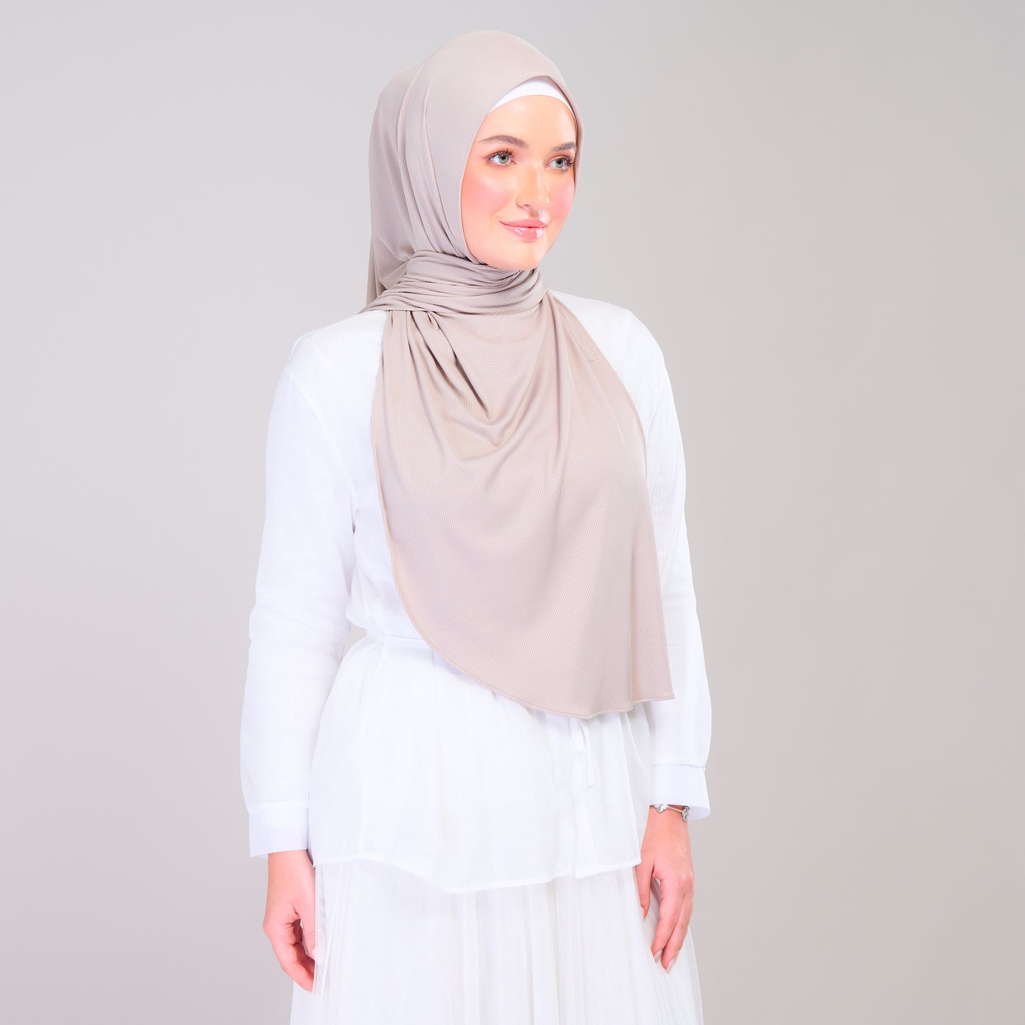 Instant Tag n' Go Shawl | Ribbed Jersey in Natural Sand