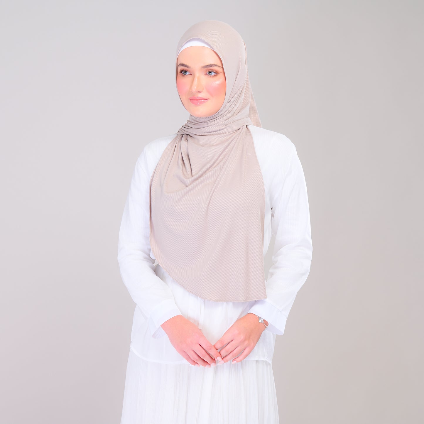 Instant Tag n' Go Shawl | Ribbed Jersey in Natural Sand