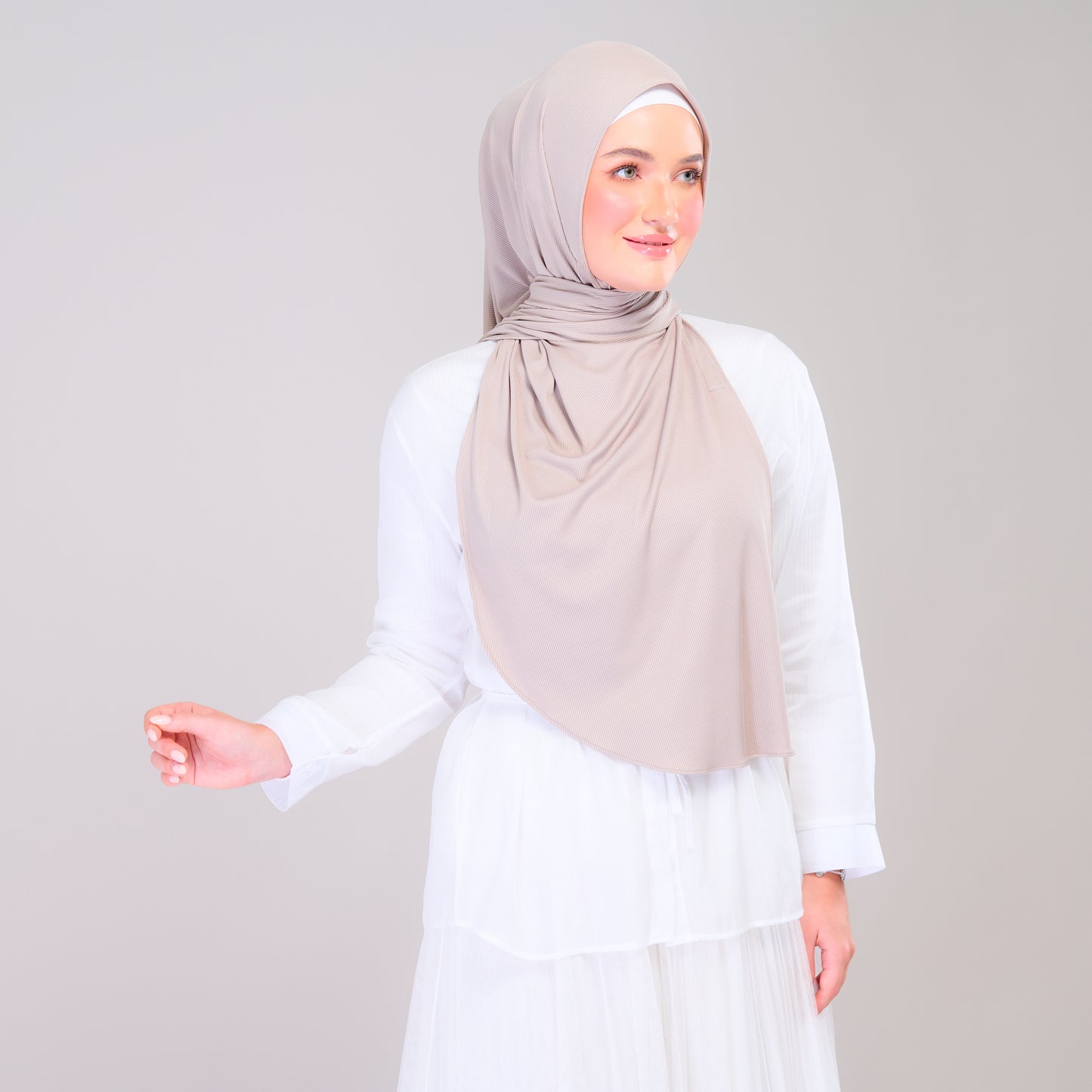 Instant Tag n' Go Shawl | Ribbed Jersey in Natural Sand