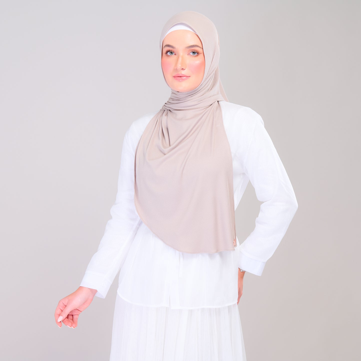 Instant Tag n' Go Shawl | Ribbed Jersey in Natural Sand