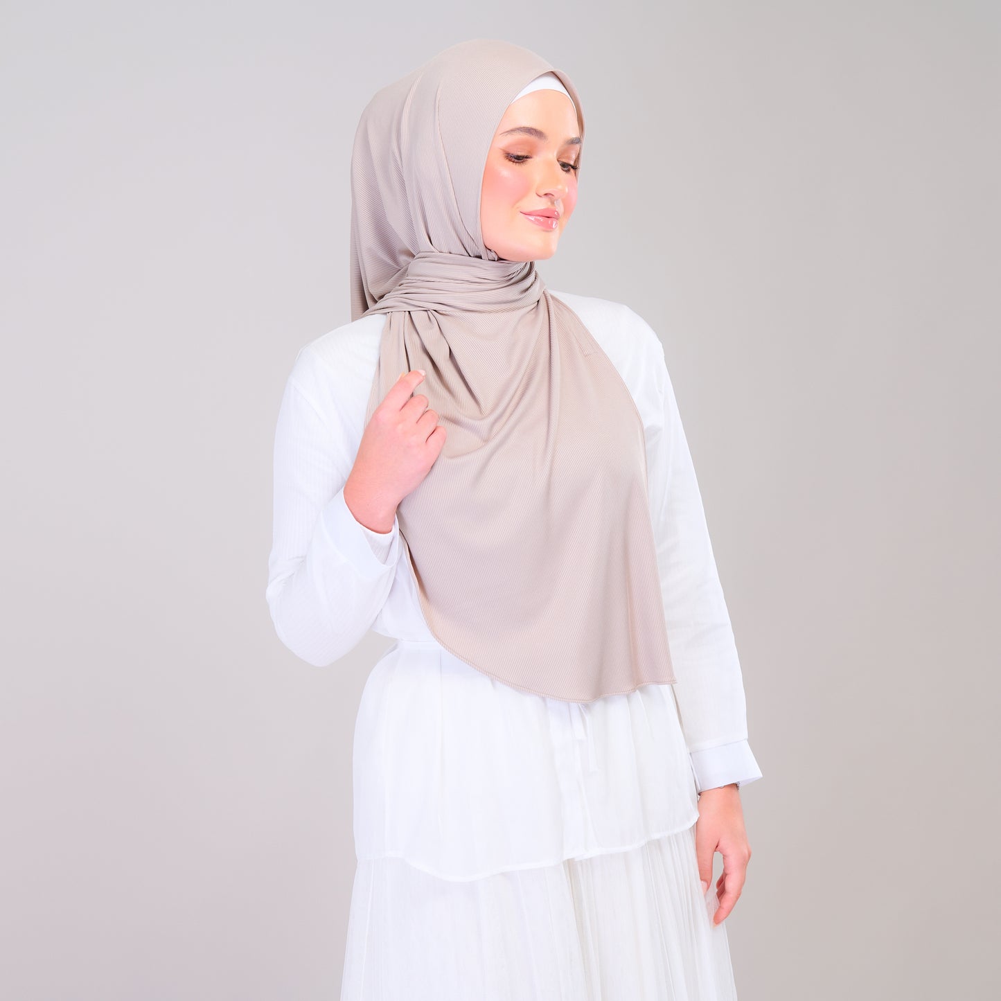 Instant Tag n' Go Shawl | Ribbed Jersey in Natural Sand