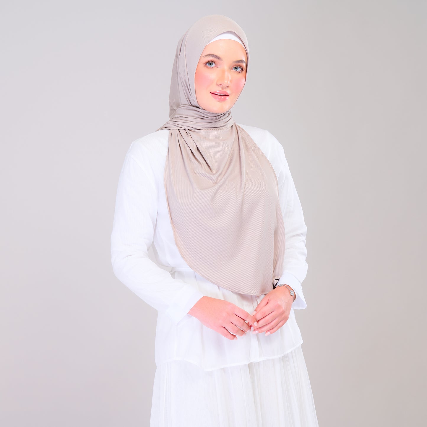 Instant Tag n' Go Shawl | Ribbed Jersey in Natural Sand