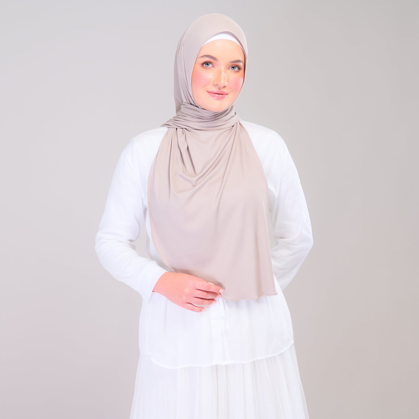 Instant Tag n' Go Shawl | Ribbed Jersey in Natural Sand