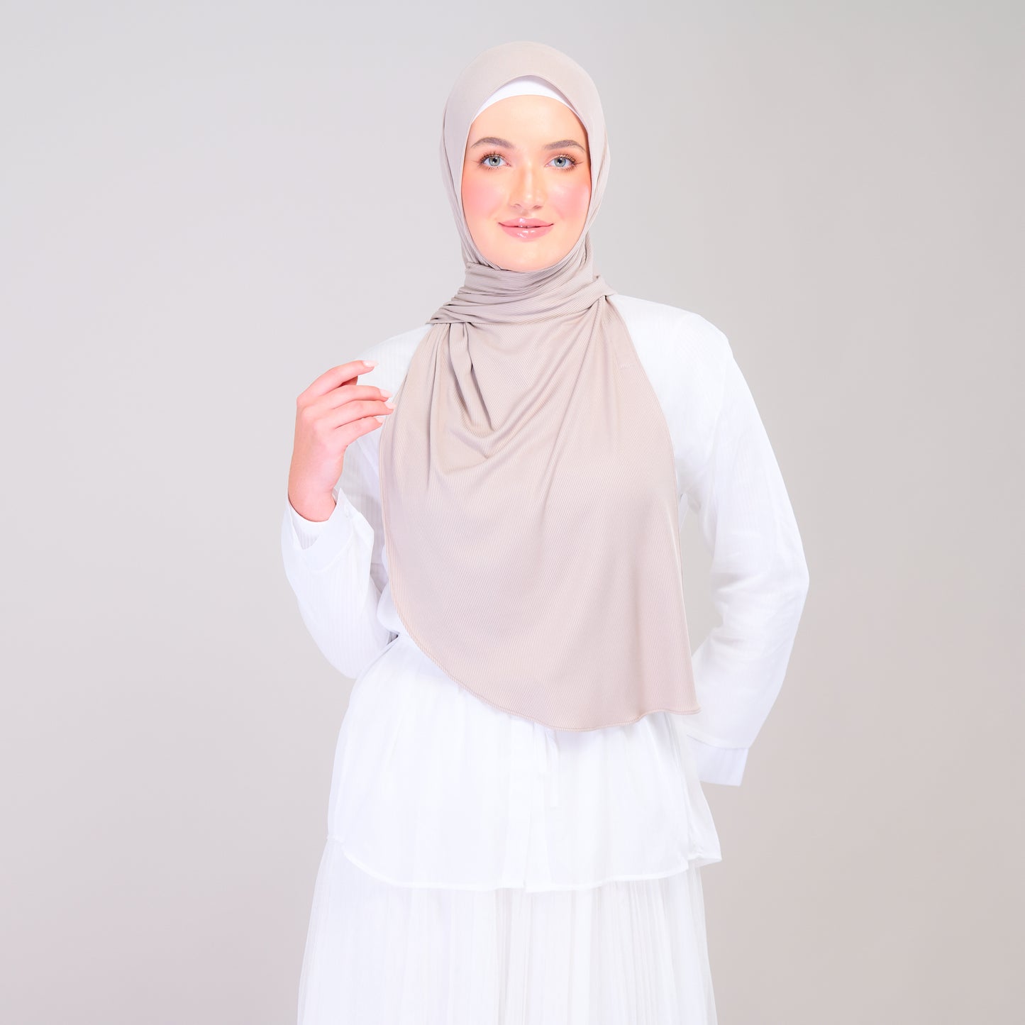 Instant Tag n' Go Shawl | Ribbed Jersey in Natural Sand