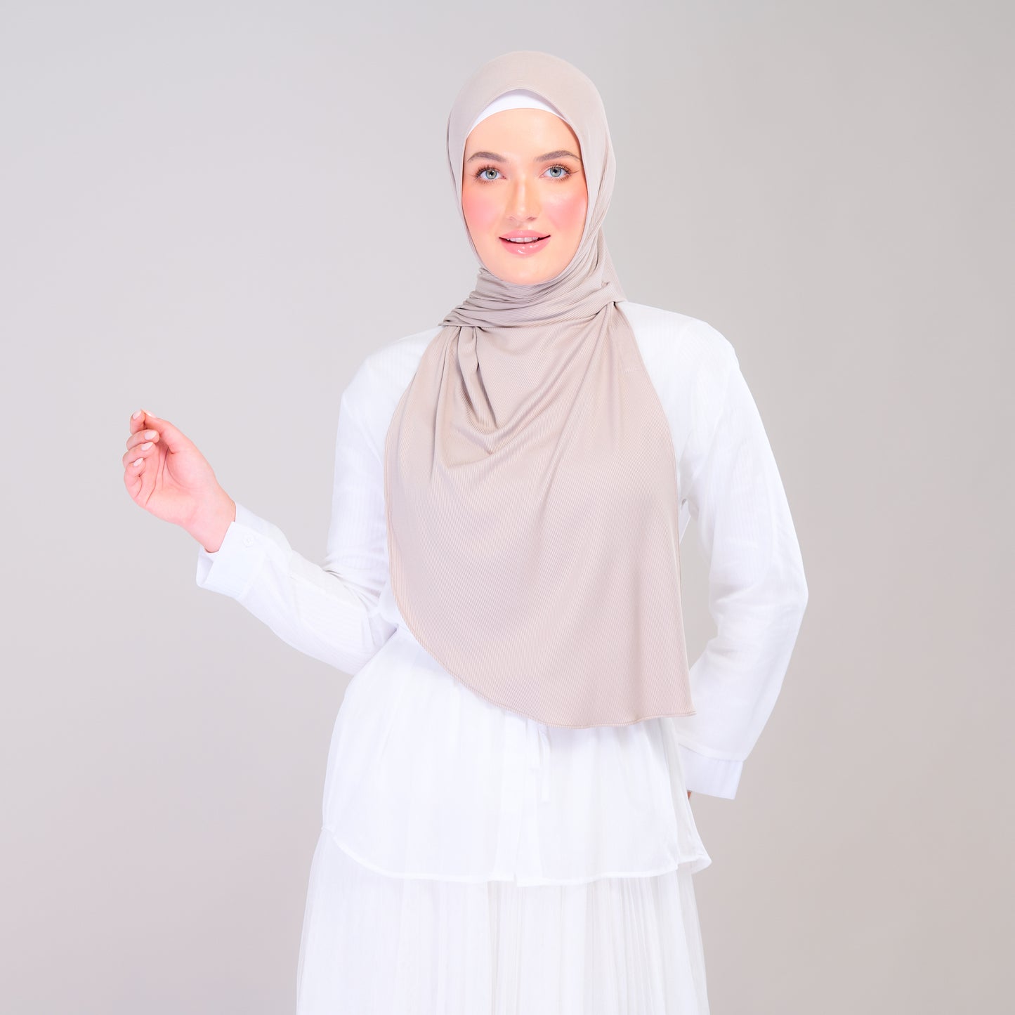 Instant Tag n' Go Shawl | Ribbed Jersey in Natural Sand