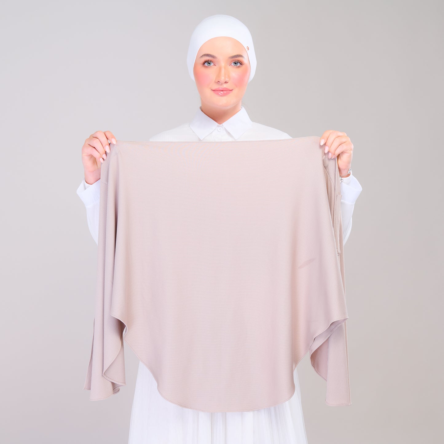 Instant Tag n' Go Shawl | Ribbed Jersey in Natural Sand