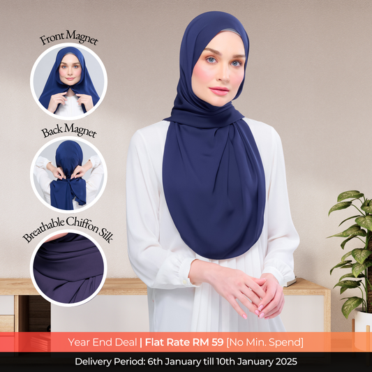 Instant Tag n' Go Shawl l Chiffon Silk 1.0 in Navy Blue