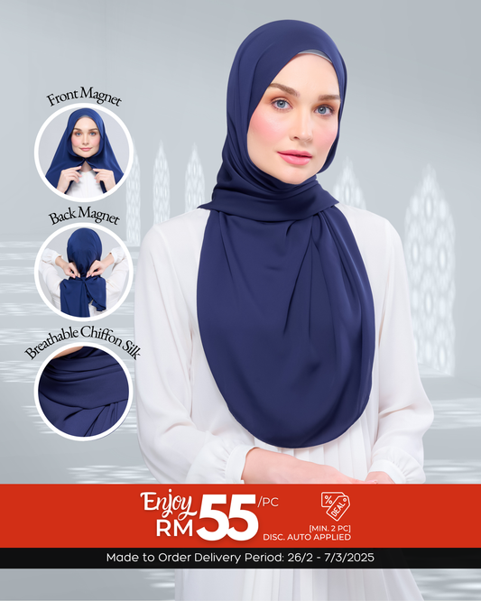 Instant Tag n' Go Shawl l Chiffon Silk 1.0 in Navy Blue