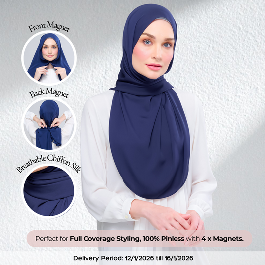 Instant Tag n' Go Shawl l Chiffon Silk 1.0 in Navy Blue