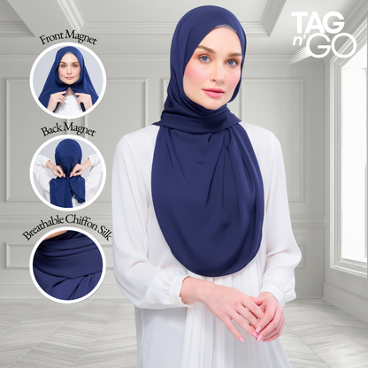 [As-Is] Instant Tag n' Go Shawl l Chiffon Silk in Navy Blue