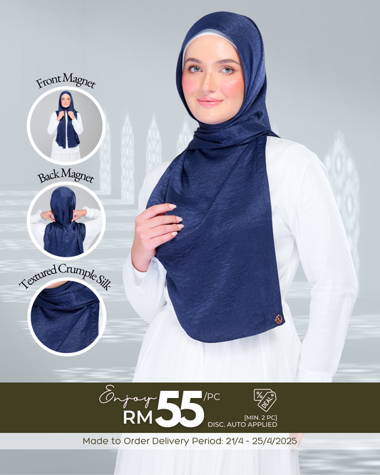 Instant Tag n' Go Shawl | Textured Silk in Navy Blue