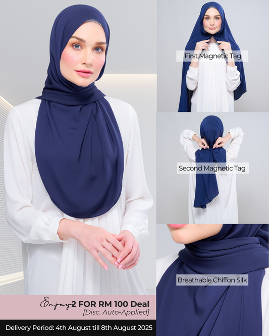 Instant Tag n' Go Shawl l Chiffon Silk 1.0 in Navy Blue