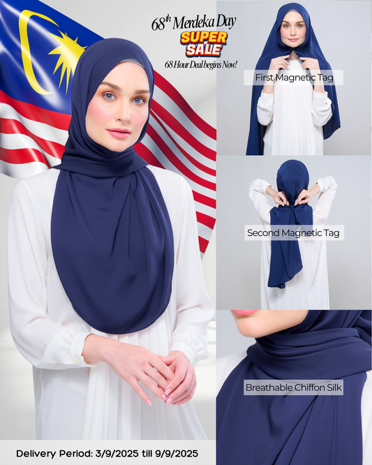 Instant Tag n' Go Shawl l Chiffon Silk 1.0 in Navy Blue