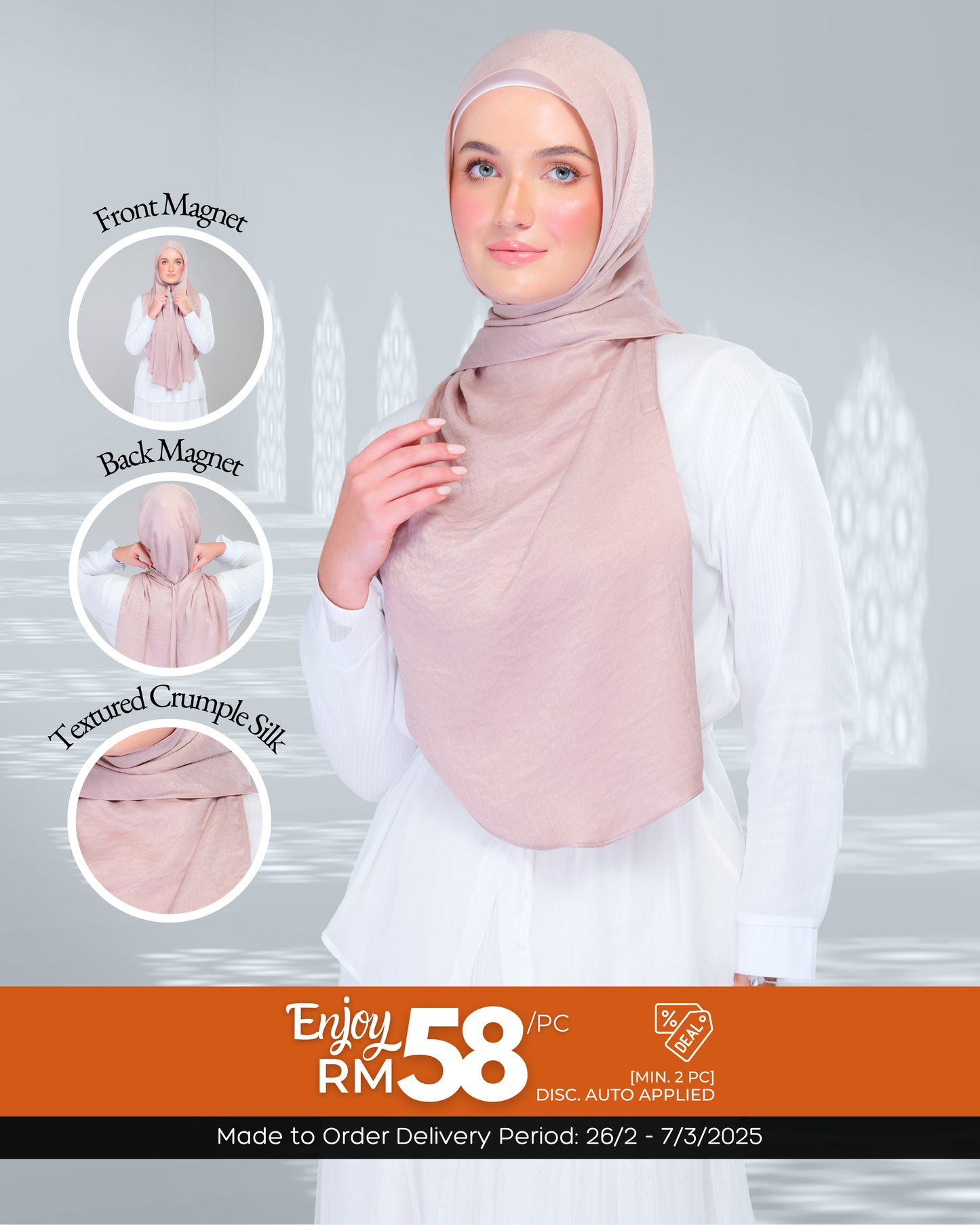 Instant Tag n' Go Shawl | Textured Silk in Nude Rose