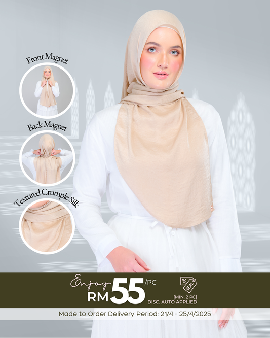 Instant Tag n' Go Shawl | Textured Silk in Nude Sand